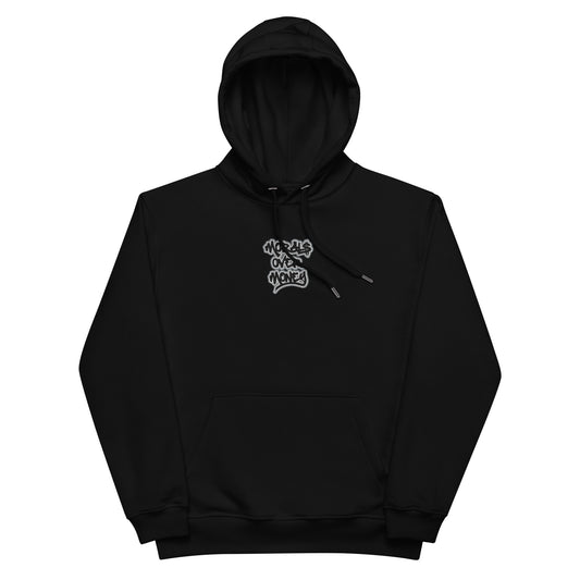 Organic 'Morals Over Money' Premium Eco Hoody - Large Embroidery