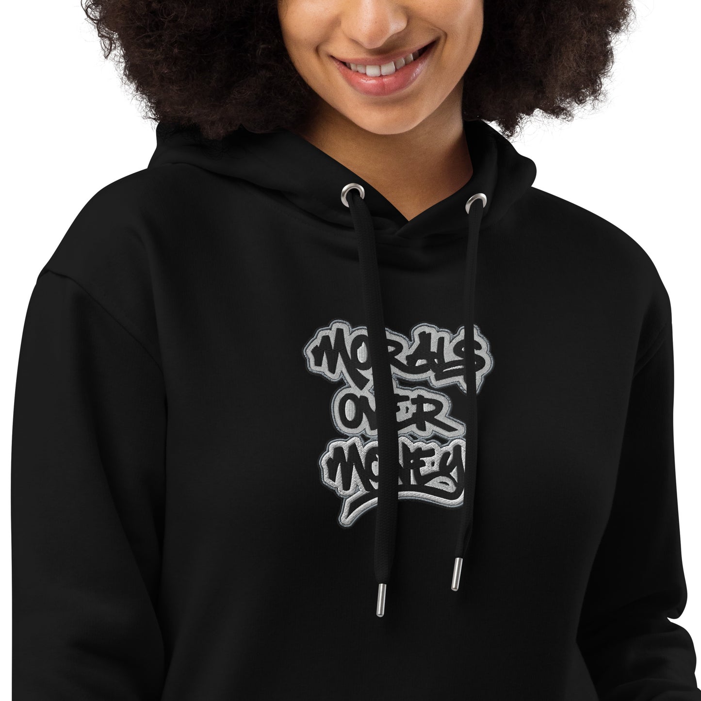 Organic Original 'Morals Over Money' Premium Quality Embroidered Eco Hoodie