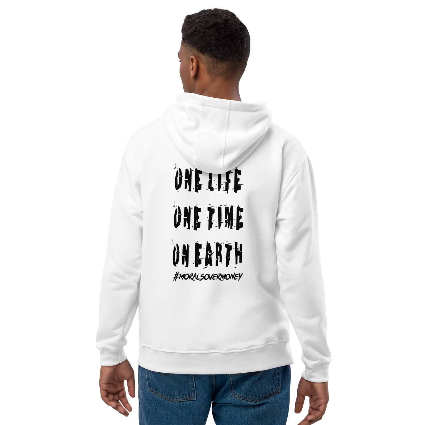 Organic 'One Life, One Time On Earth' Premium Quality Eco Hoodie - Black Logo