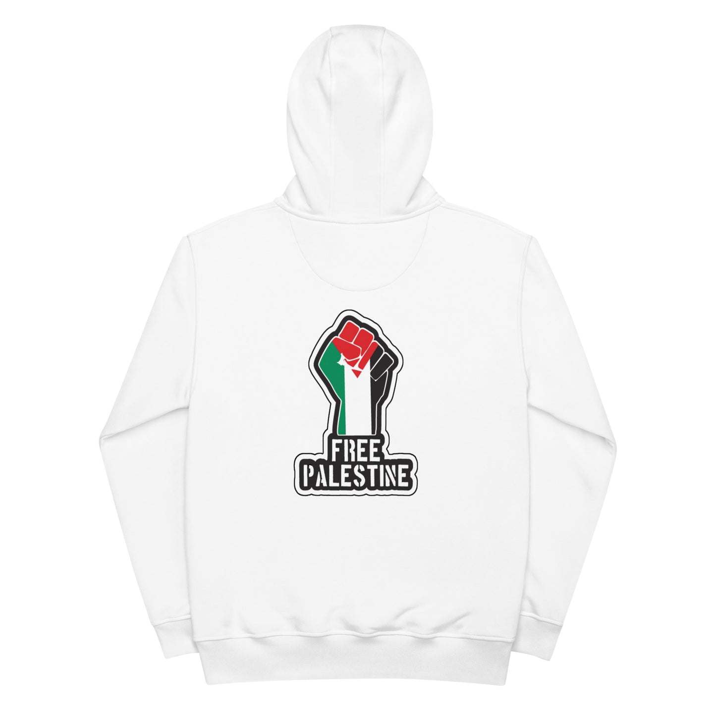 Organic Premium Morals Over Money Embroidered Eco Hoodie -  With Free Palestine Fist Print on back