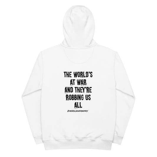 Organic 'World's At War' Premium Quality Eco Hoodie - Black Logo