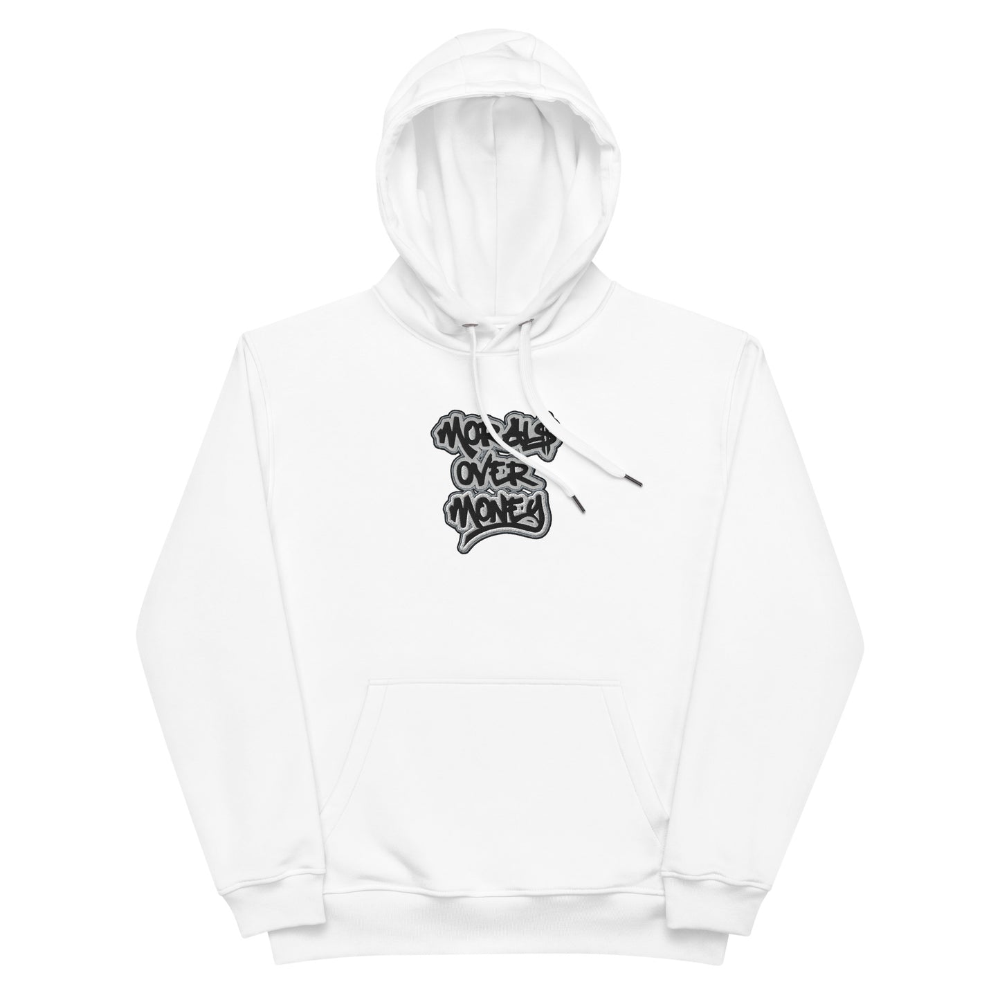 Organic Original 'Morals Over Money' Premium Quality Embroidered Eco Hoodie