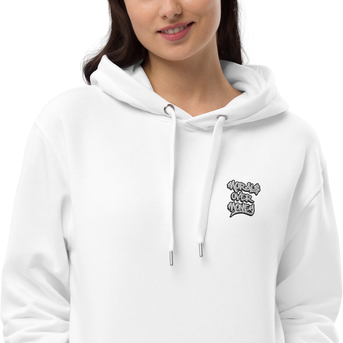 Organic Original 'Morals Over Money' Premium Quality Eco Hoody - Small Left Chest Embroidered Logo