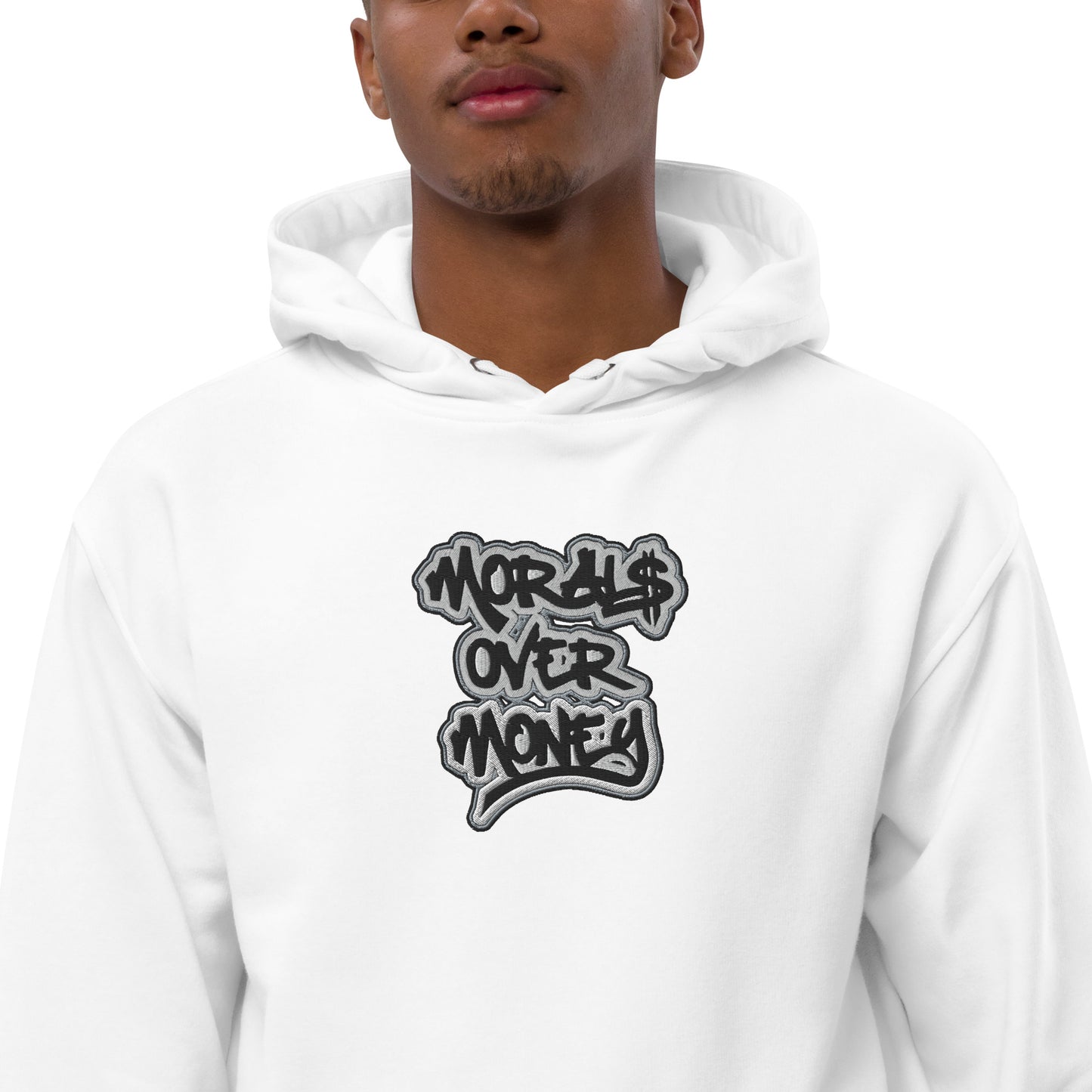 Organic Original 'Morals Over Money' Premium Quality Embroidered Eco Hoodie