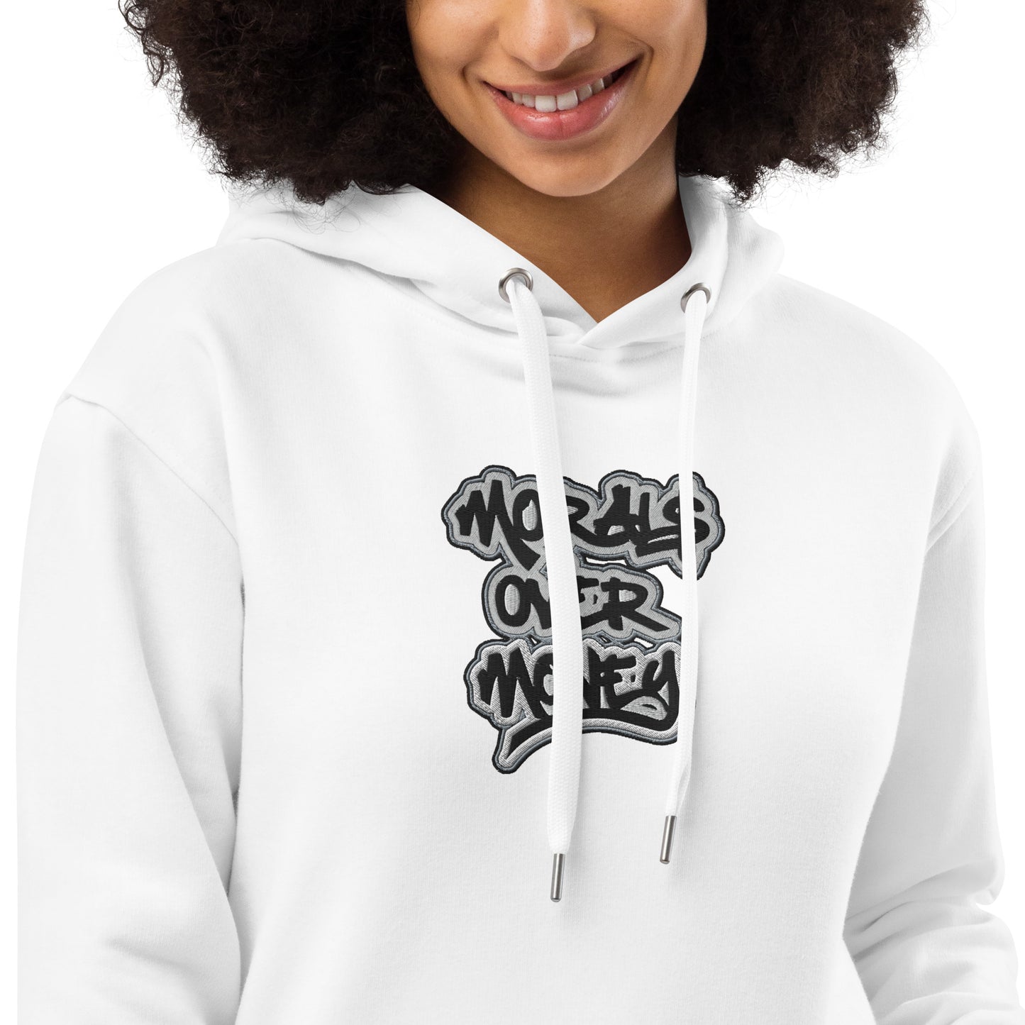 Organic Original 'Morals Over Money' Premium Quality Embroidered Eco Hoodie