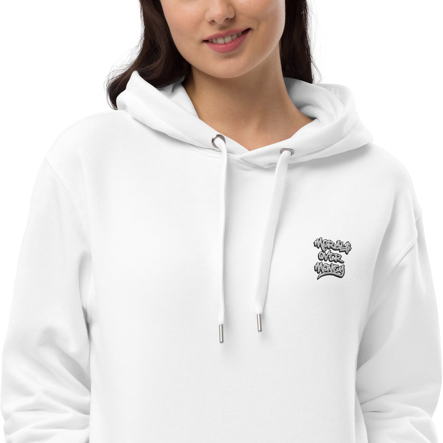 Organic Morals Over Money Premium Embroidered Eco Hoodie