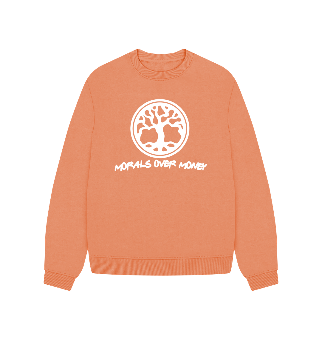 Apricot Women's 100% Organic Cotton 'Tree Of Life' Oversized Baggy Jumper - White Logo