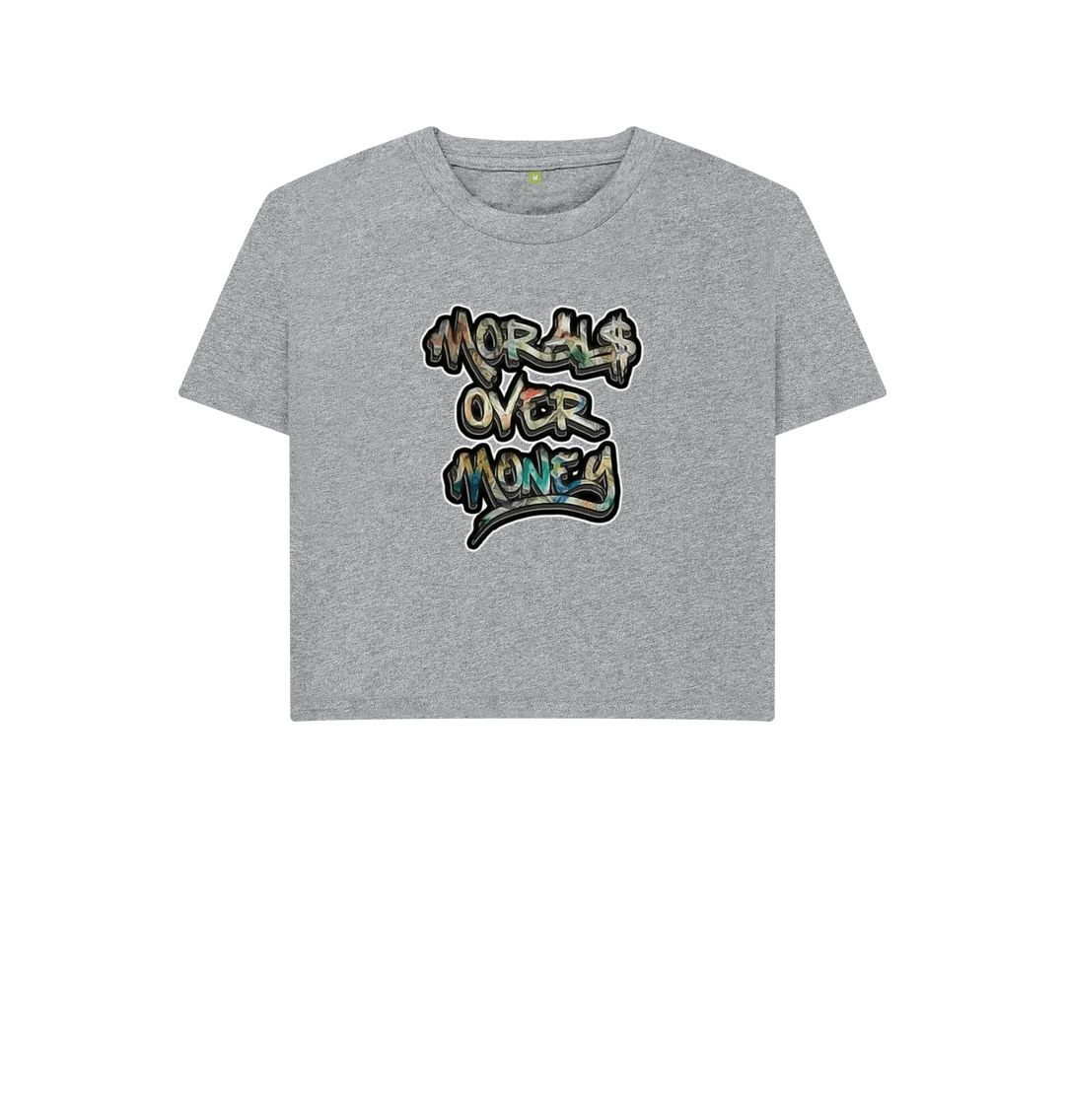 Athletic Grey Women's Original Morals Over Money Crop-Top