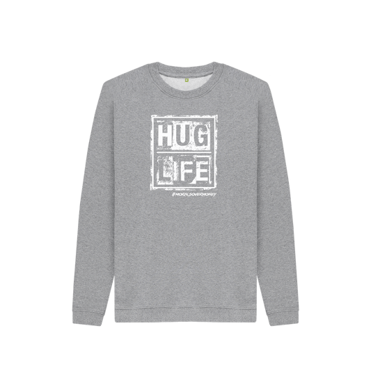 Athletic Grey Kid's 100% Organic Cotton 'Hug Life' Eco Jumper - White Logo