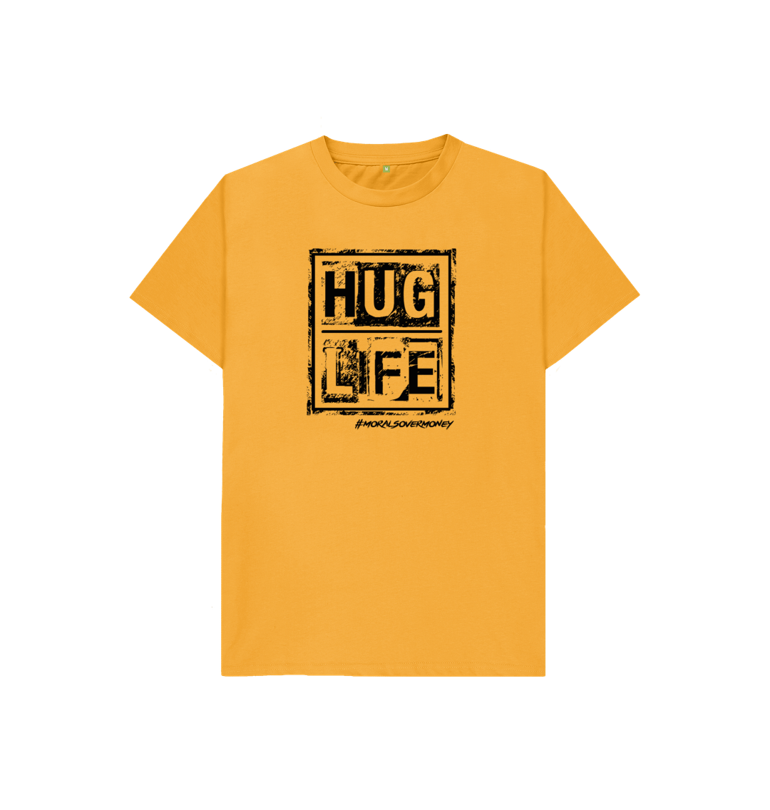 Mustard Kid's 100% Organic Cotton 'Hug Life' Eco Tee - Black Logo