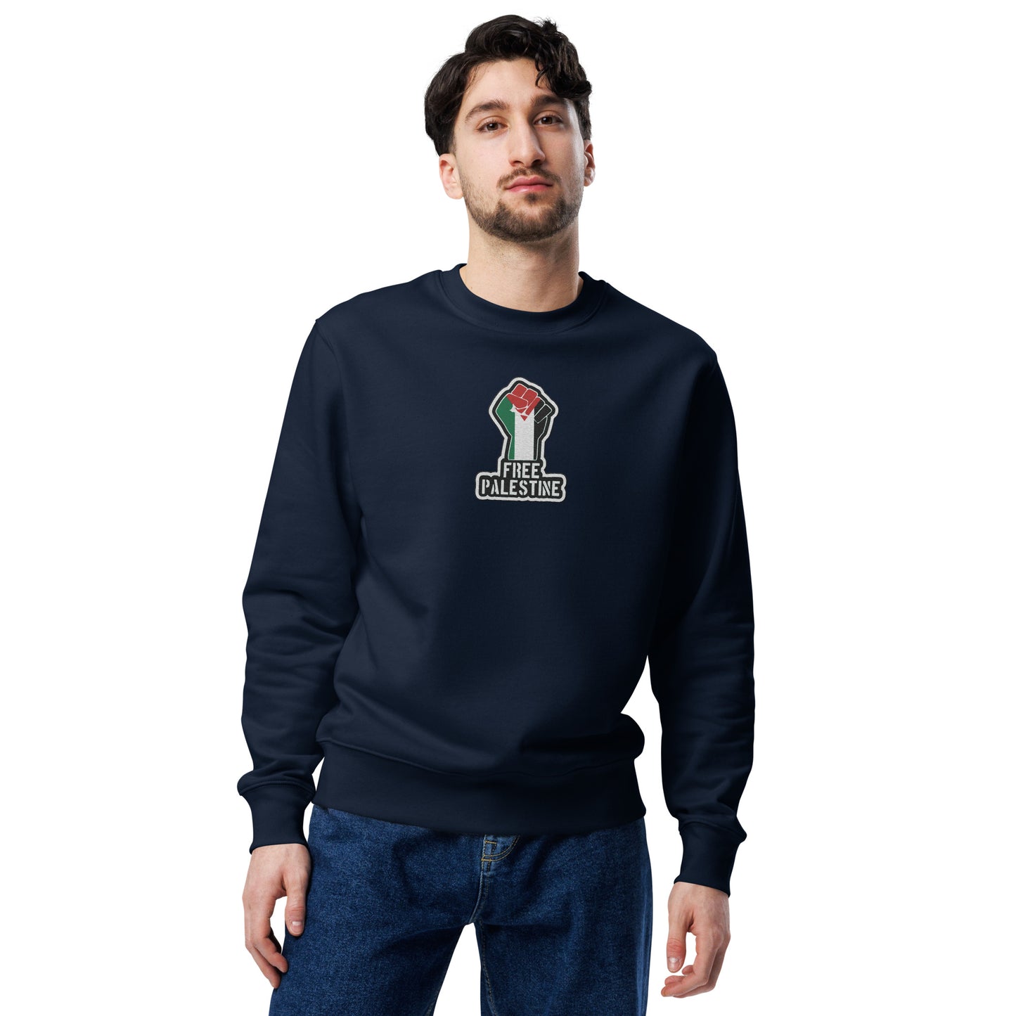 100% Organic Cotton 'Free Palestine' Embroidered Eco Jumper