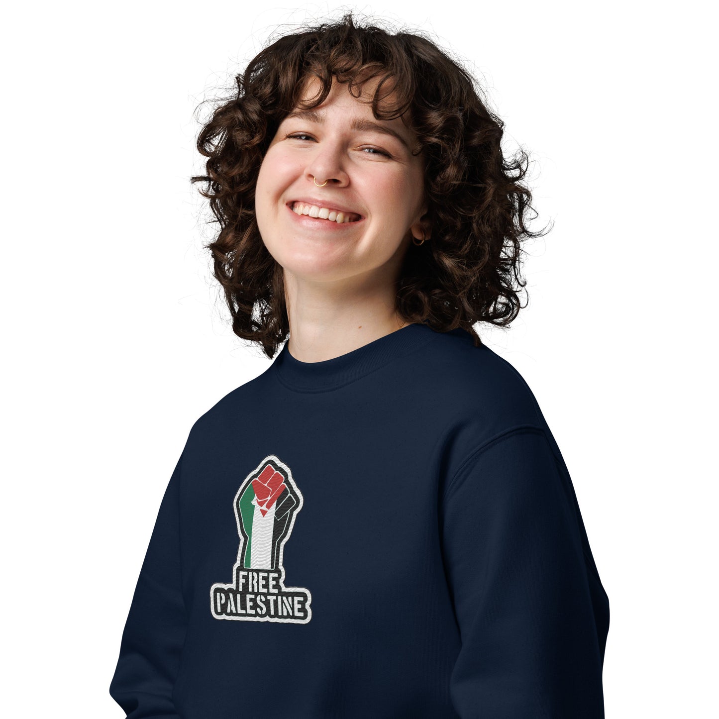 100% Organic Cotton 'Free Palestine' Embroidered Eco Jumper