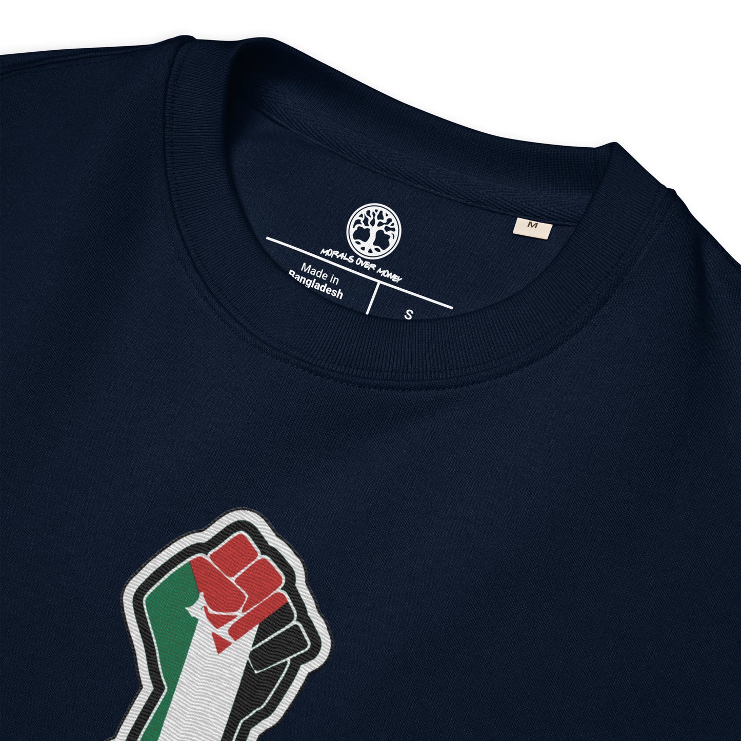 100% Organic Cotton 'Free Palestine' Embroidered Eco Jumper