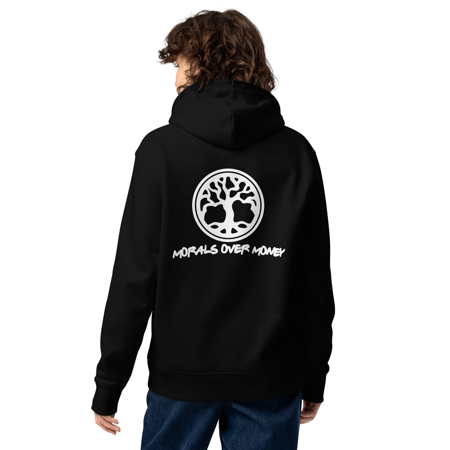 100% Organic Cotton Essentials 'Tree Of Life' Back Print Eco Hoodie - White Logo