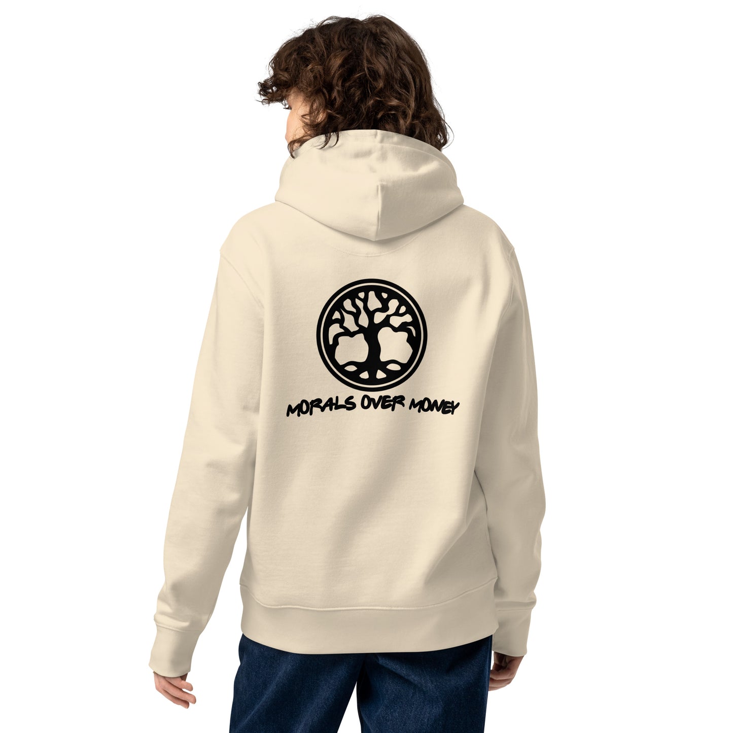 100% Organic Cotton Essentials 'Tree Of Life' Back Print Eco Hoodie - Black Logo