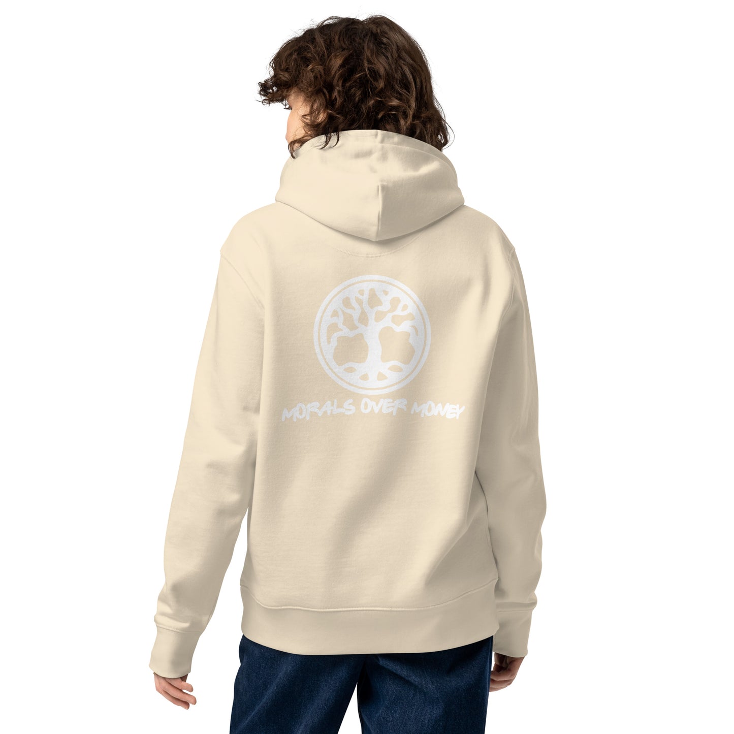 100% Organic Cotton Essentials 'Tree Of Life' Back Print Eco Hoodie - White Logo