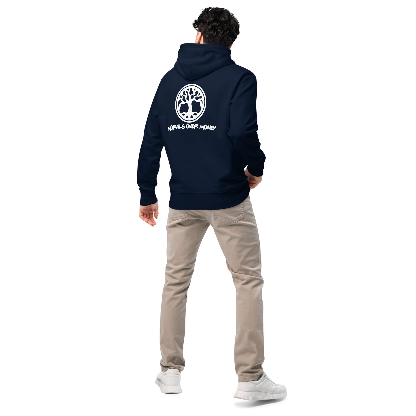 100% Organic Cotton Essentials 'Tree Of Life' Back Print Eco Hoodie - White Logo