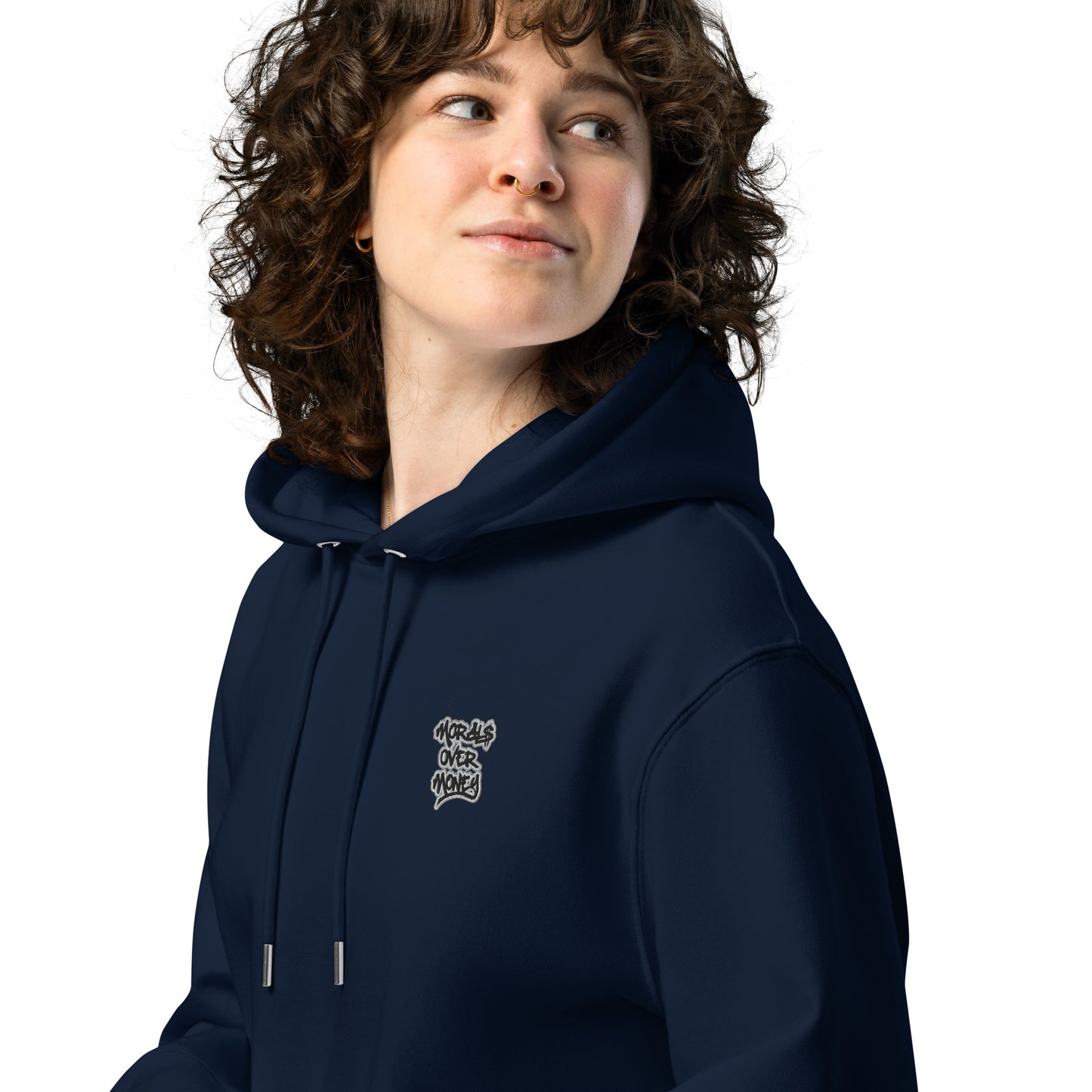 100% Organic Cotton Essentials 'Morals Over Money - Free Palestine' Eco Hoodie