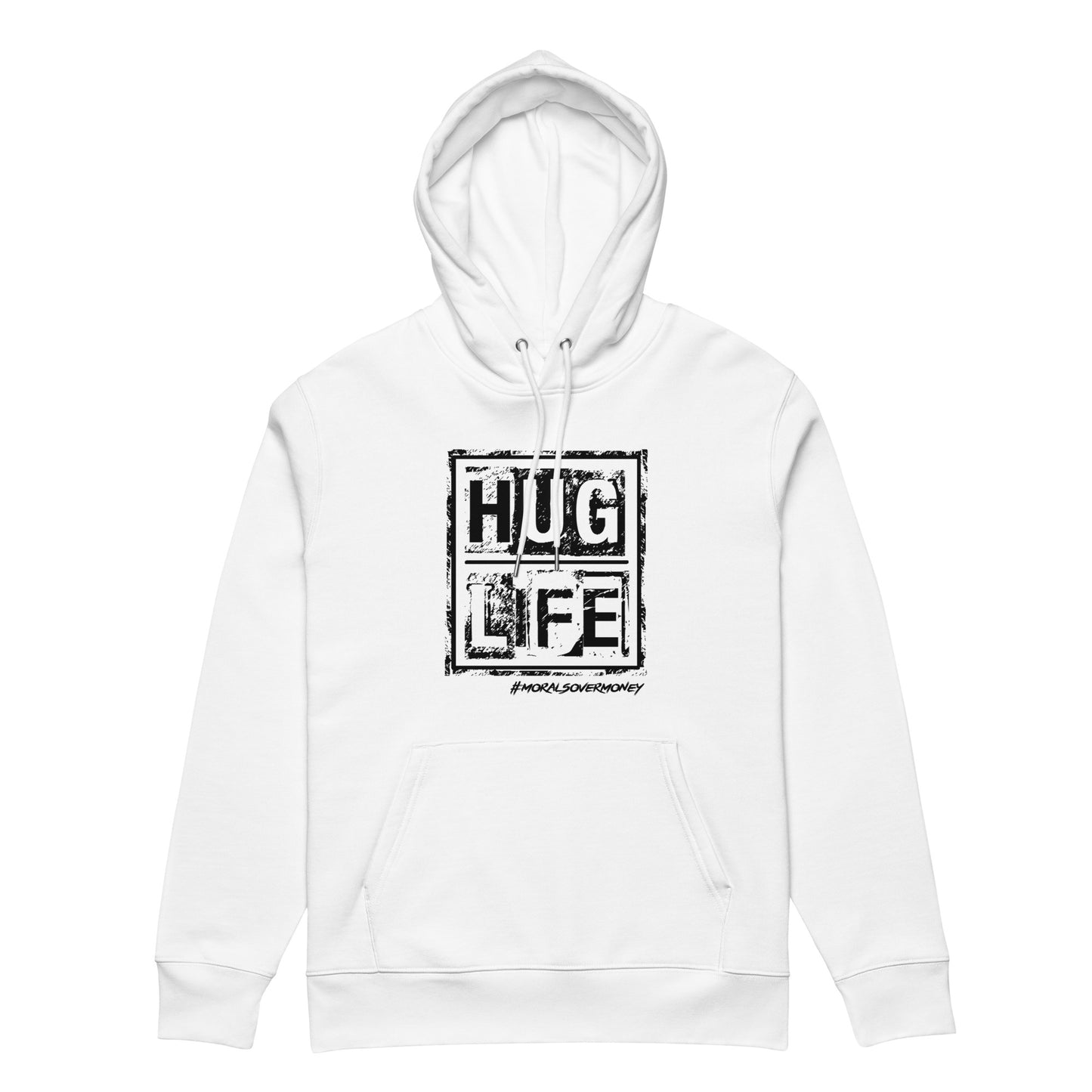 100% Organic Cotton Essentials 'Hug Life' Eco Hoodie - Black Logo