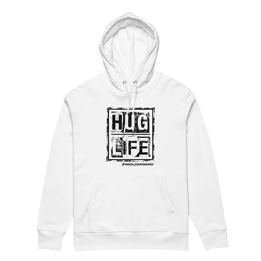 100% Organic Cotton Essentials 'Hug Life' Eco Hoodie - Black Logo