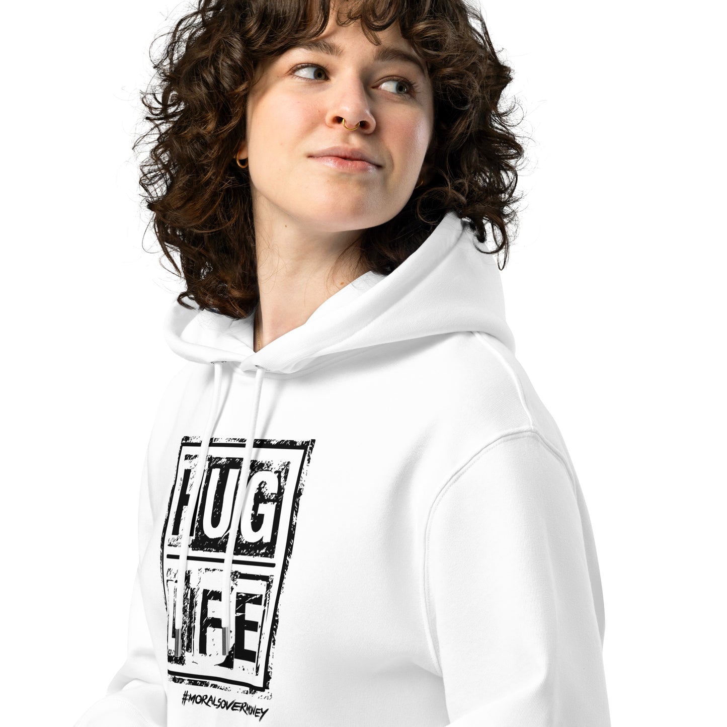 100% Organic Cotton Essentials 'Hug Life' Eco Hoodie - Black Logo