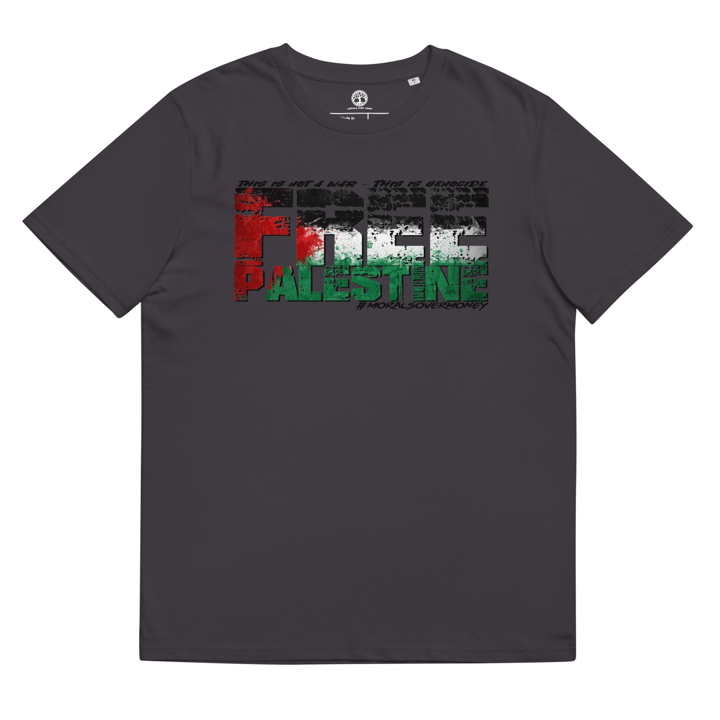 100% Organic Cotton 'Free Palestine' Eco Tee - Black Logo