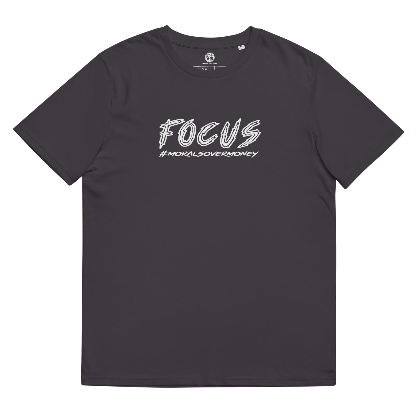 100% Organic Cotton 'Focus' Eco Tee - White Logo