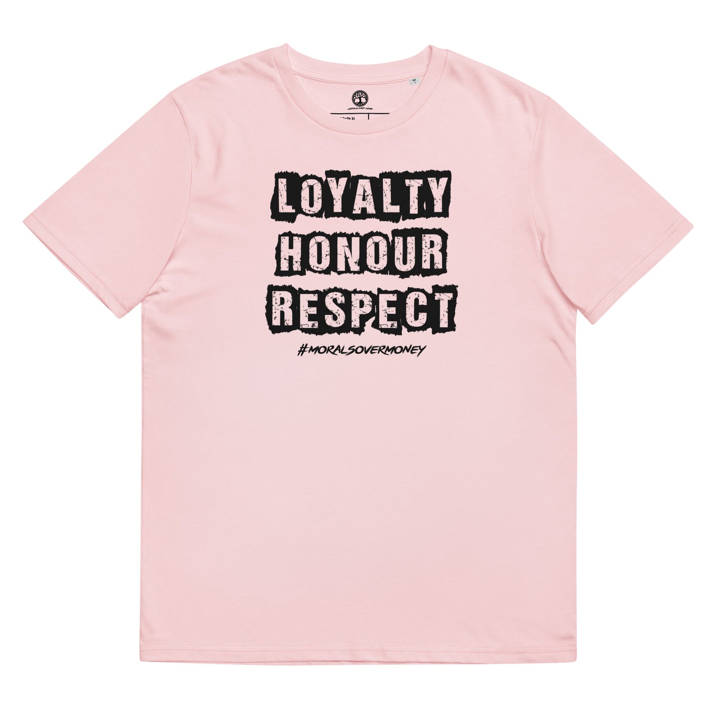 100% Organic Cotton 'Loyalty Honour Respect' Eco Tee - Black Logo