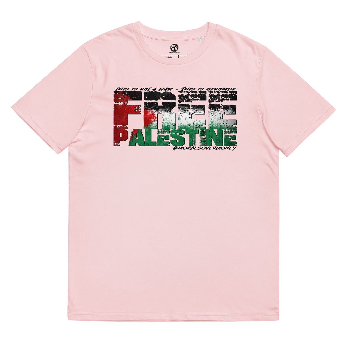 100% Organic Cotton 'Free Palestine' Eco Tee - Black Logo