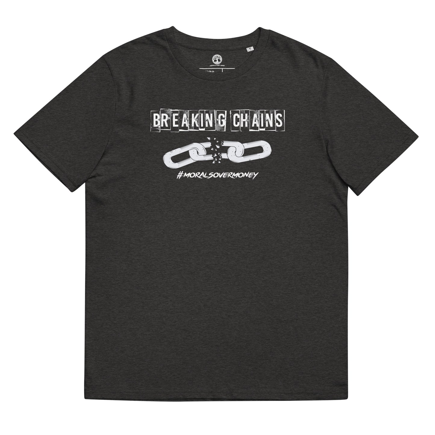 100% Organic Cotton 'Breaking Chains'  Eco Tee - White Logo