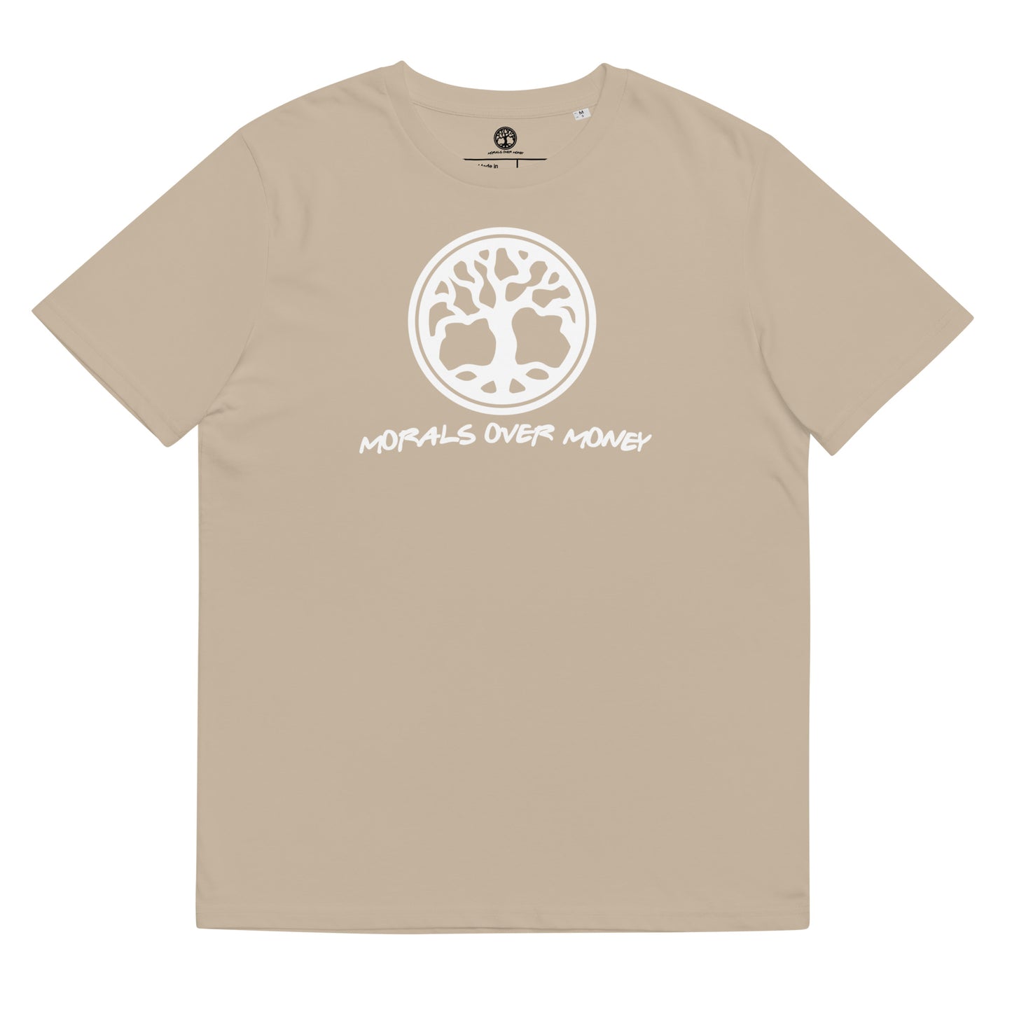 100% Organic Cotton 'Morals Over Money -  Tree of Life' Eco Tee - White Logo