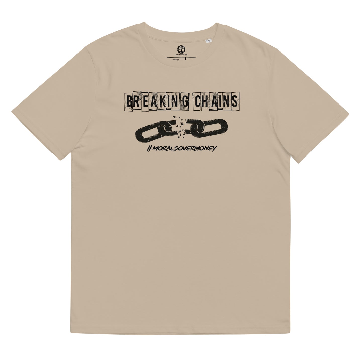 100% Organic Cotton 'Breaking Chains' Eco Tee - White Logo