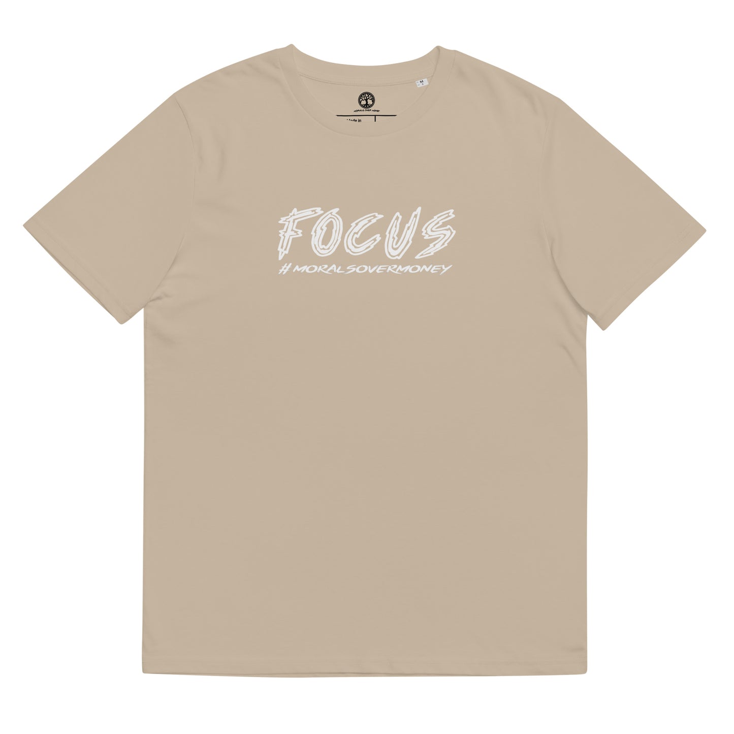 100% Organic Cotton 'Focus' Eco Tee - White Logo