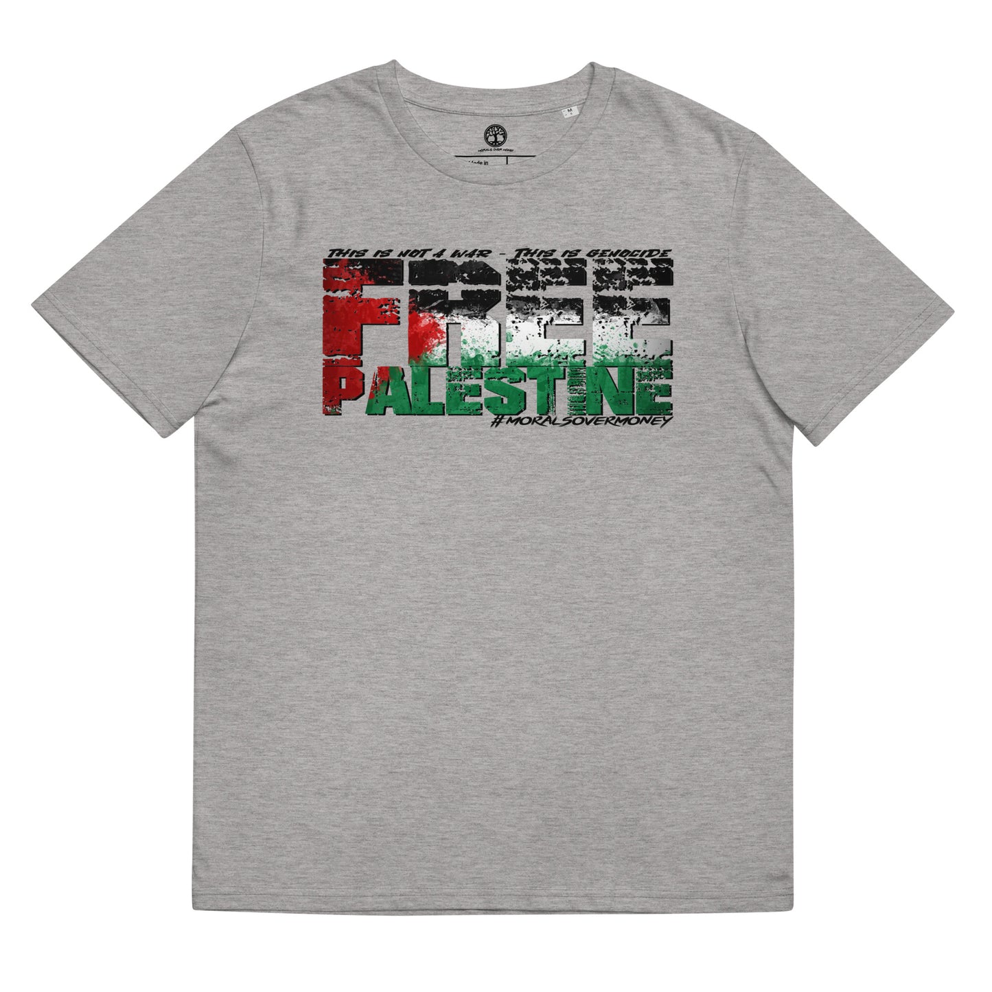 100% Organic Cotton 'Free Palestine' Eco Tee - Black Logo