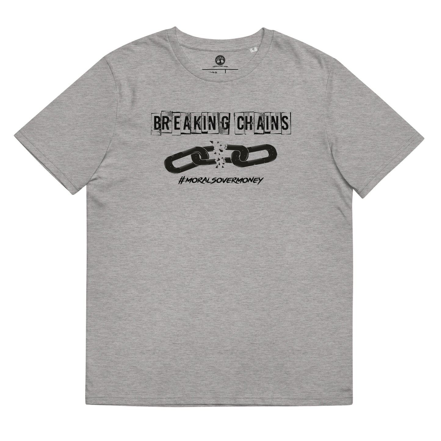 100% Organic Cotton 'Breaking Chains' Eco Tee - White Logo