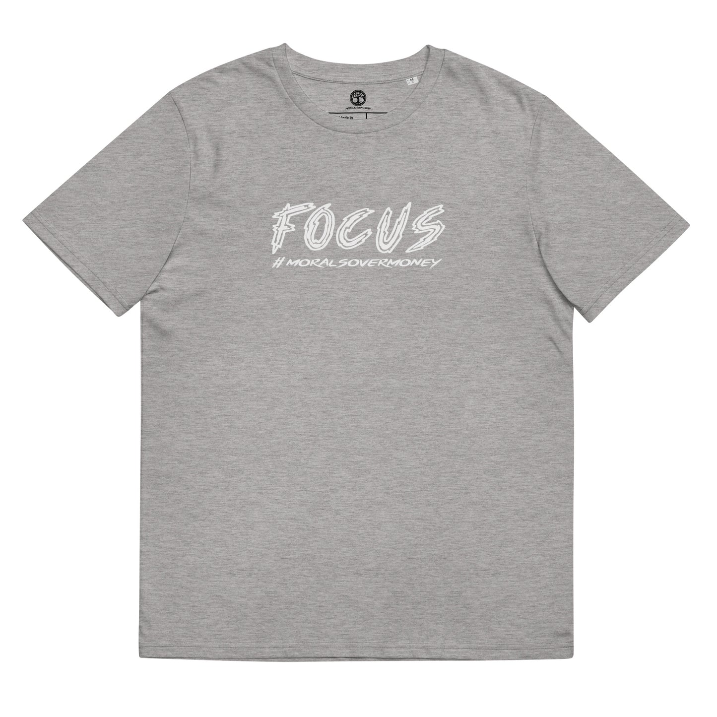 100% Organic Cotton 'Focus' Eco Tee - White Logo