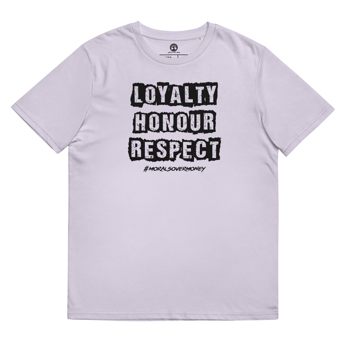 100% Organic Cotton 'Loyalty Honour Respect' Eco Tee - Black Logo