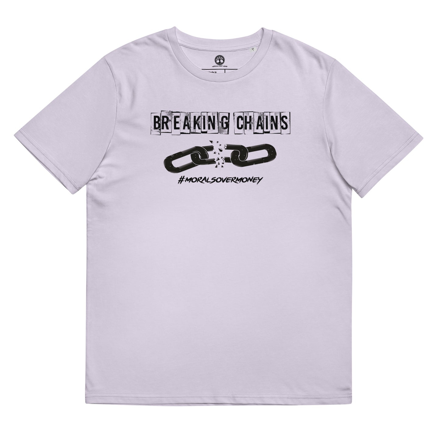 100% Organic Cotton 'Breaking Chains' Eco Tee - White Logo