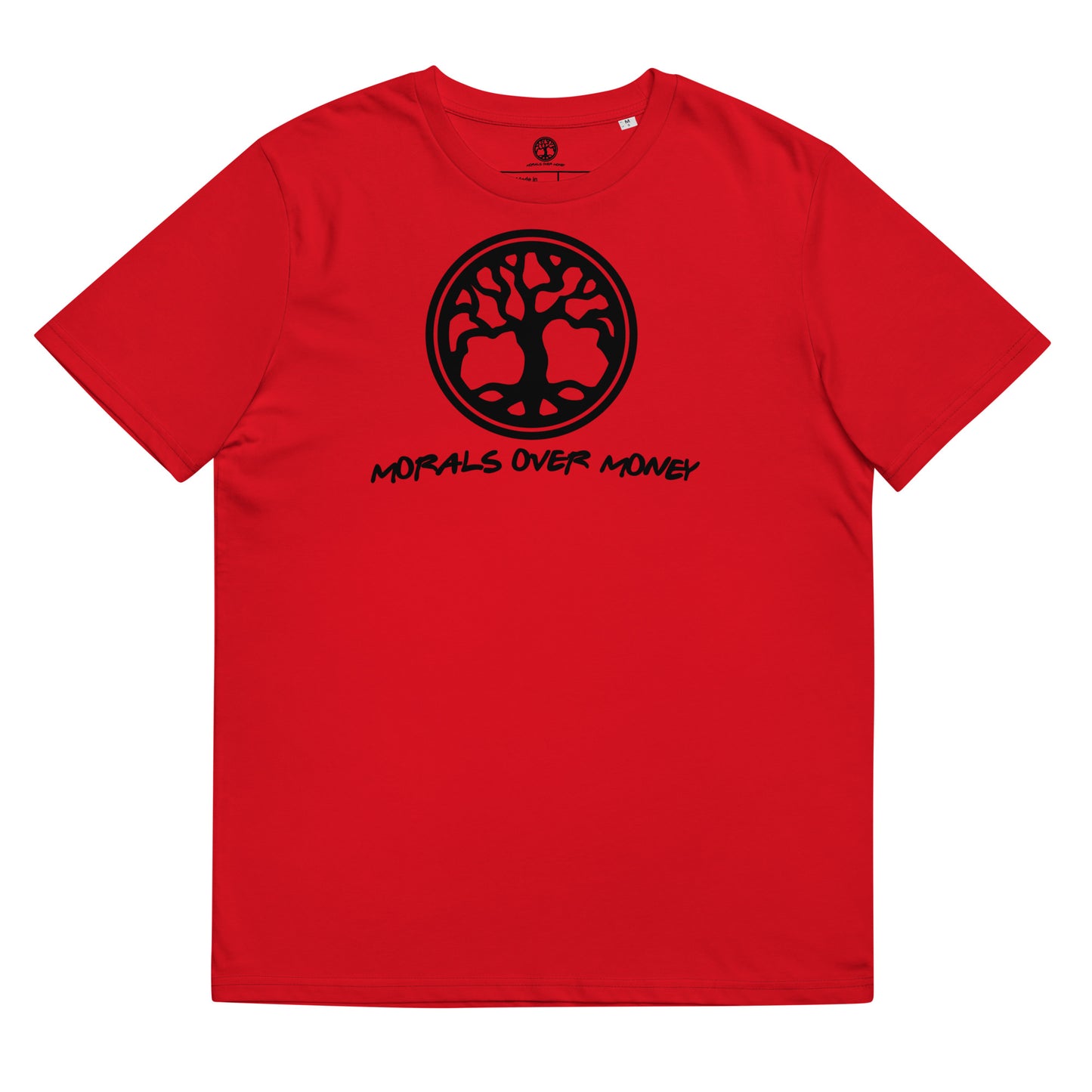 100% Organic Cotton 'Morals Over Money -  Tree of Life' Eco Tee - Black Logo