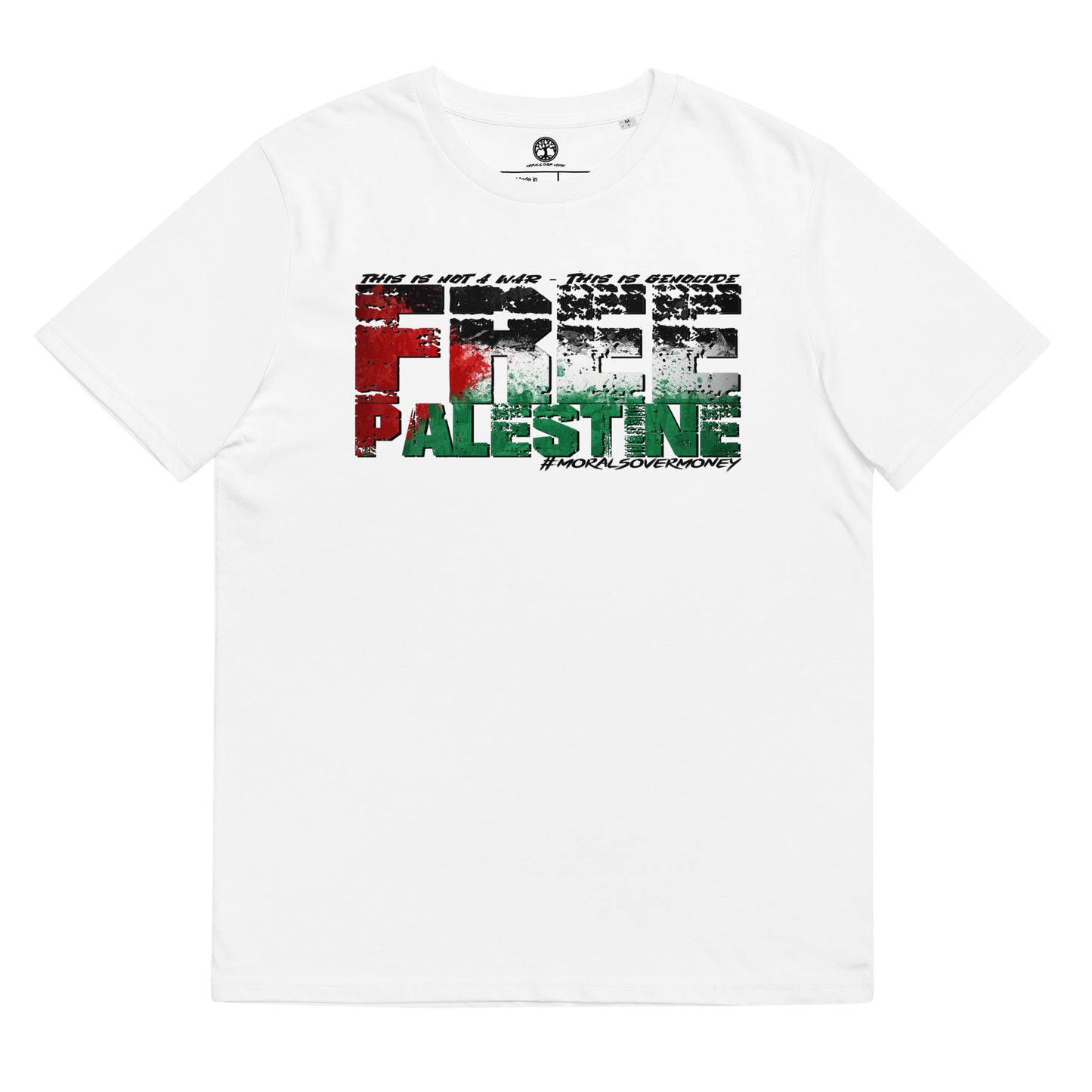 100% Organic Cotton 'Free Palestine' Eco Tee - Black Logo