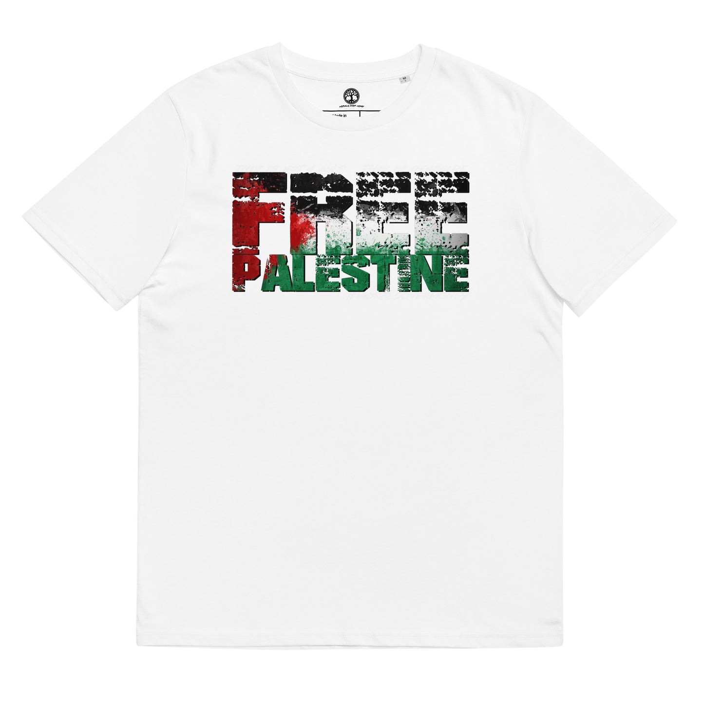 100% Organic Cotton 'Free Palestine' Tee - White Logo