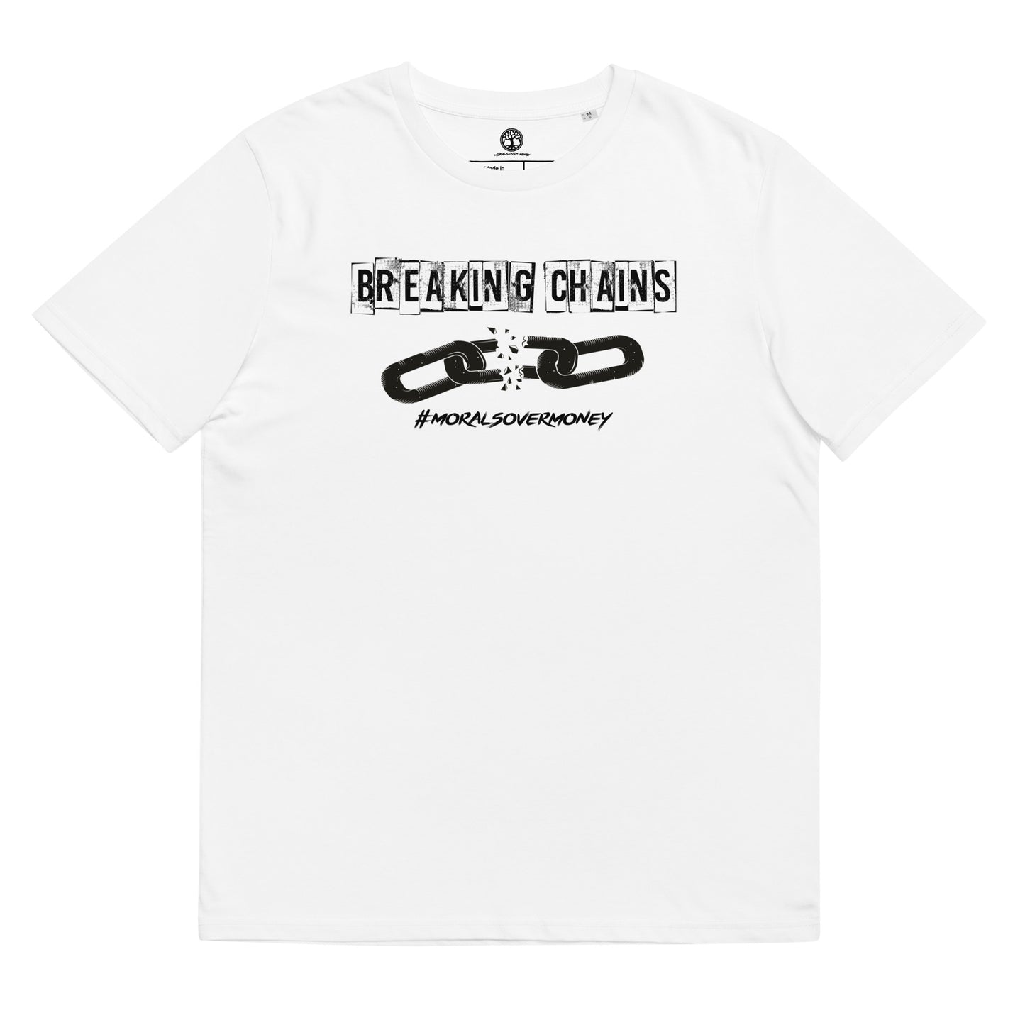 100% Organic Cotton 'Breaking Chains' Eco Tee - White Logo