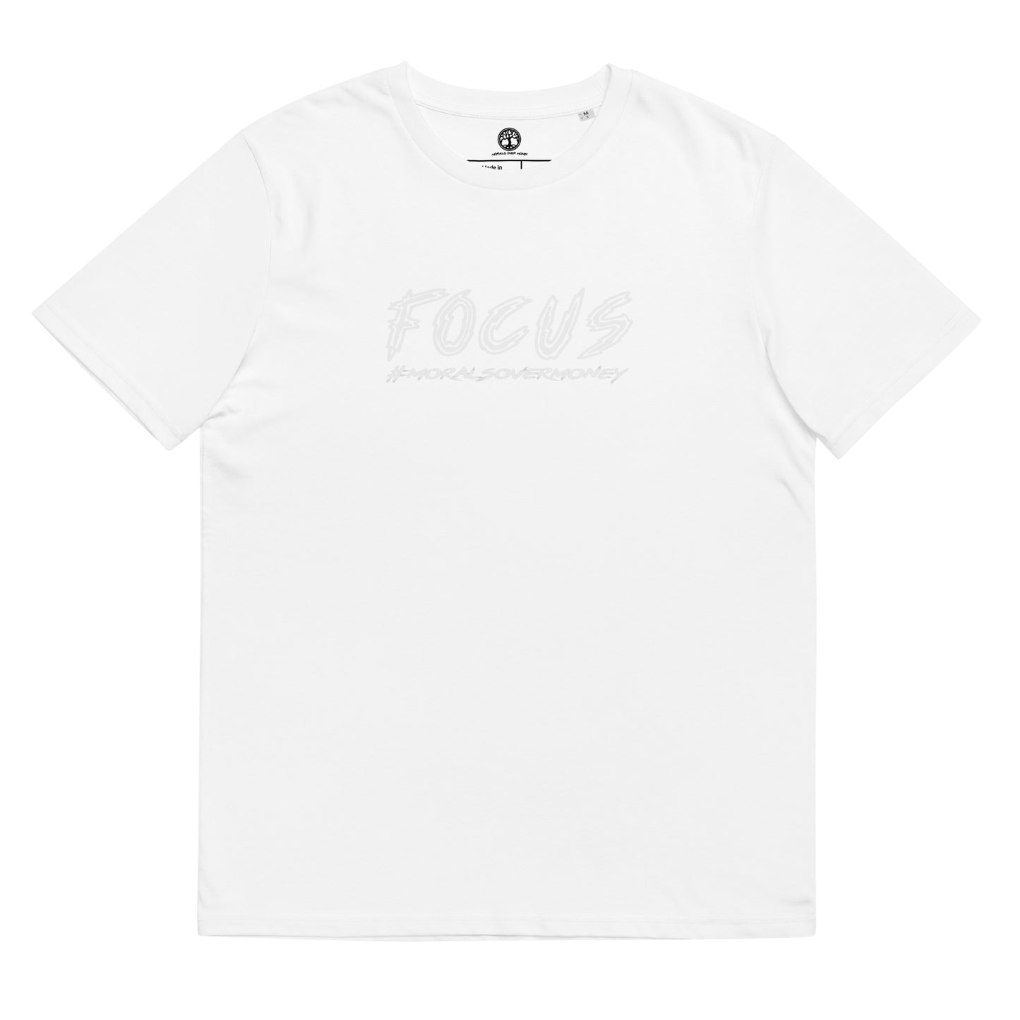 100% Organic Cotton 'Focus' Eco Tee - White Logo