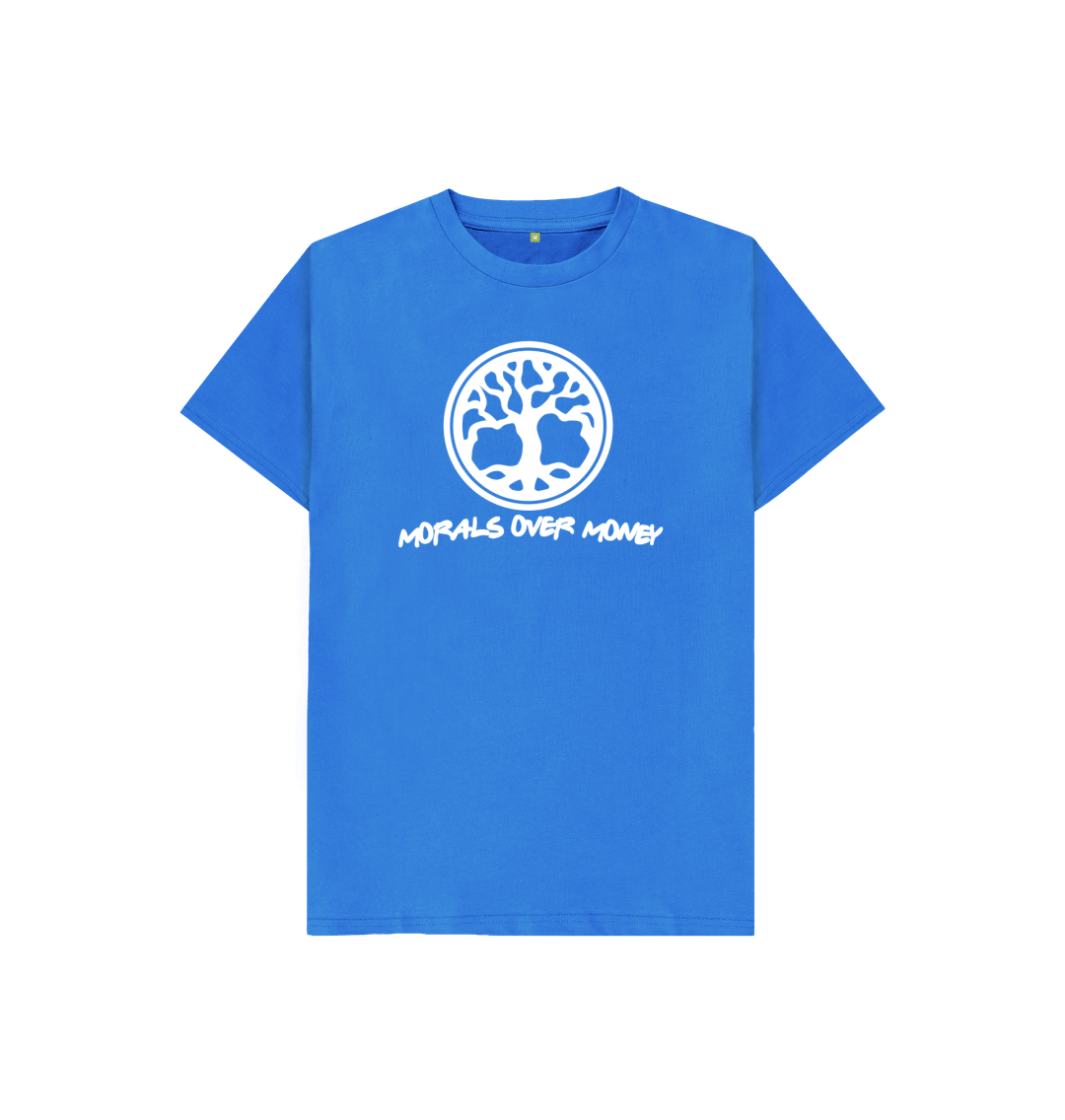 Bright Blue Kid's 100% Organic Cotton 'Tree Of Life' Eco Tee - White Logo Logo