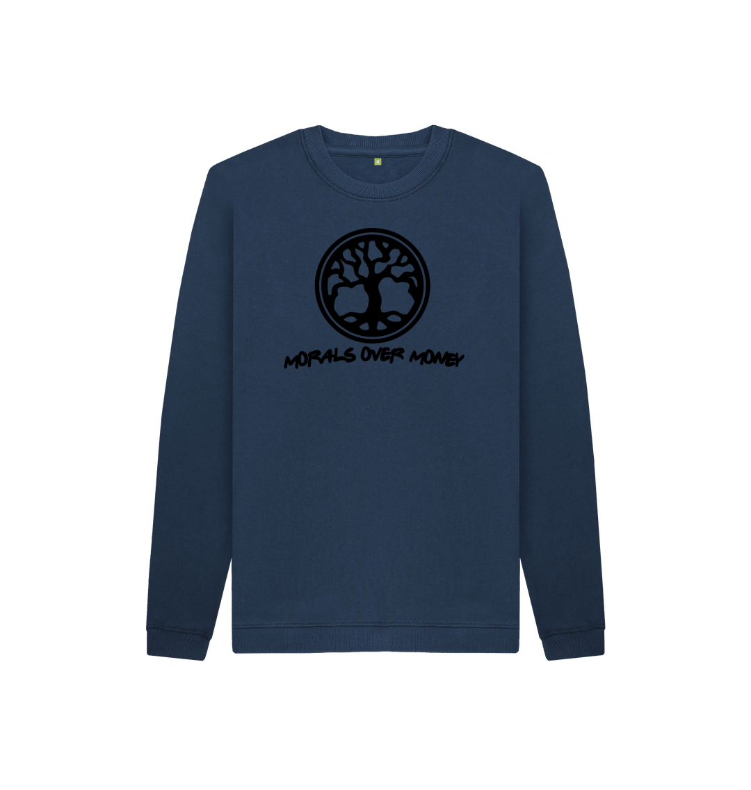 Navy Blue Kid's 100% Organic Cotton 'Tree Of Life' Eco Jumper - Black Logo