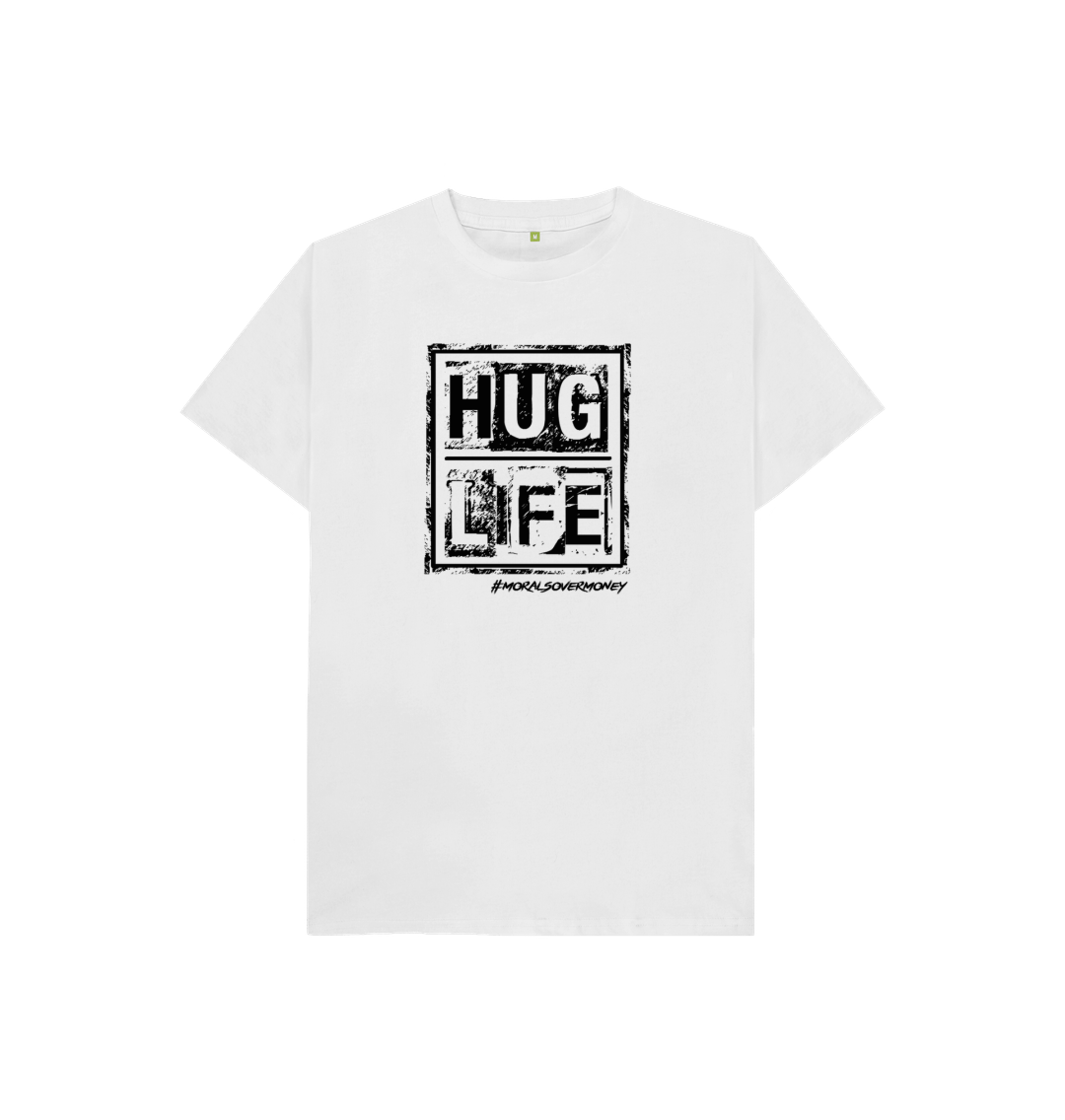 White Kid's 100% Organic Cotton 'Hug Life' Eco Tee - Black Logo