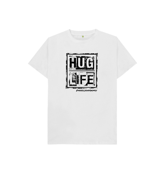 White Kid's 100% Organic Cotton 'Hug Life' Eco Tee - Black Logo