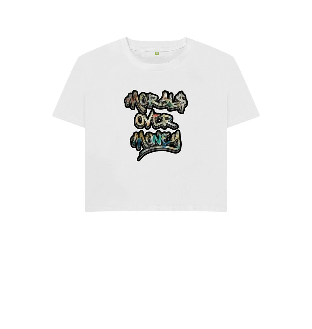 White Women's Original Morals Over Money Crop-Top