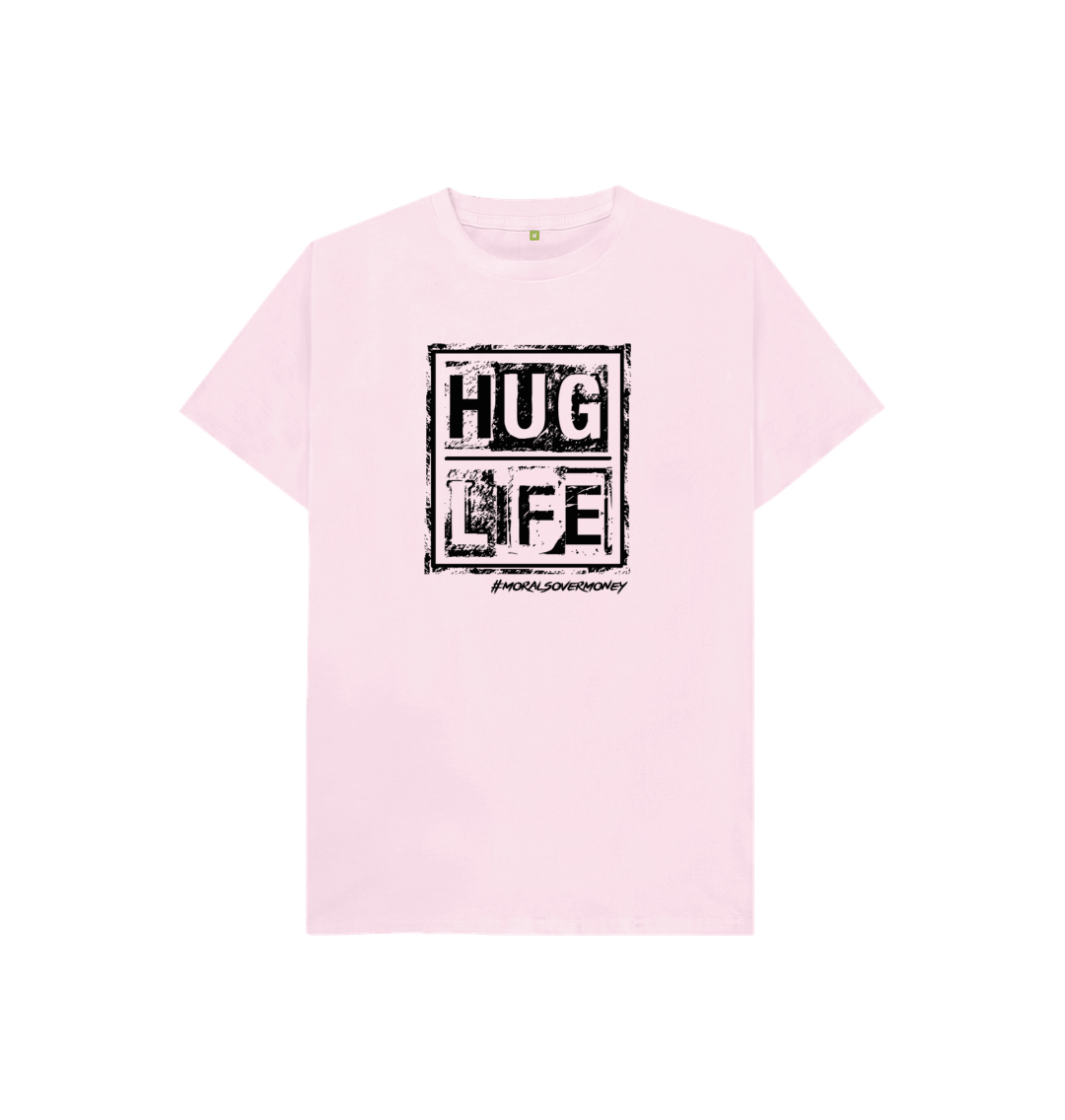 Pink Kid's 100% Organic Cotton 'Hug Life' Eco Tee - Black Logo