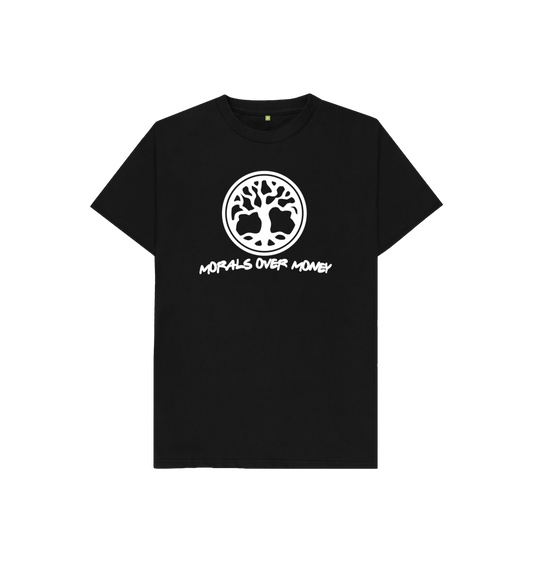 Black Kid's 100% Organic Cotton 'Tree Of Life' Eco Tee - White Logo Logo